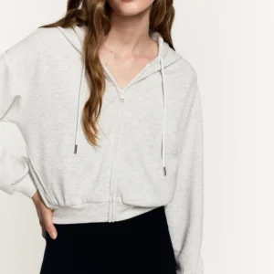 Flowing hooded zip-up sweatshirt
