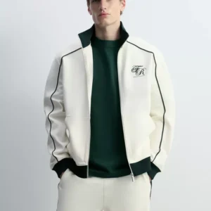 Embroidered interlock jacket