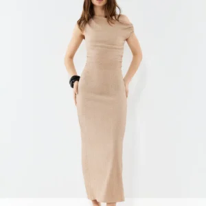 Asymmetric textured midi dress