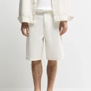 Lefties Edition cotton-linen denim chino Bermuda shorts