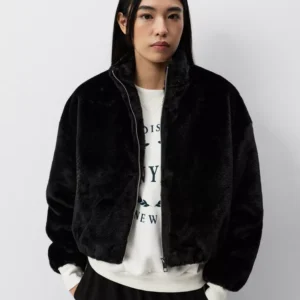 Faux fur bomber jacket