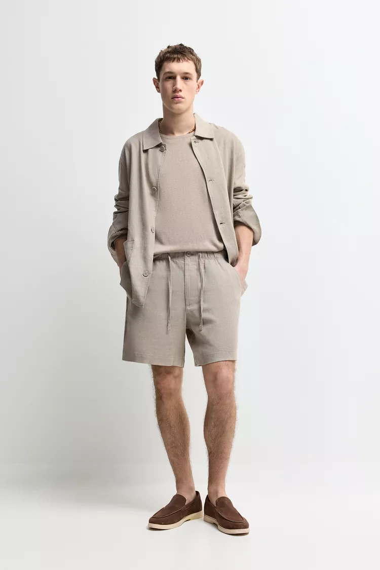 100% linen Lefties Edition Bermuda shorts