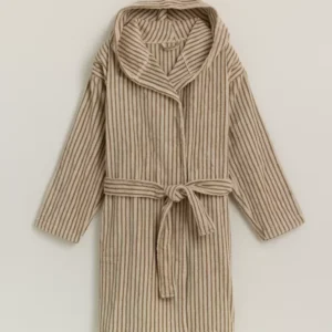 Striped hooded bathrobe